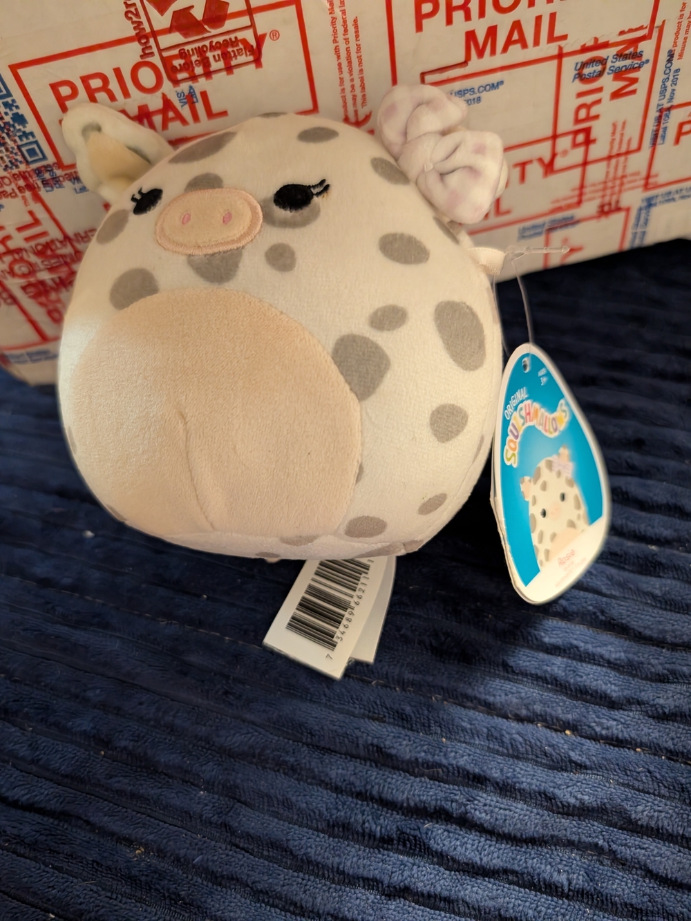 Squishmallows Cream & Gray Spotted Pig Plush